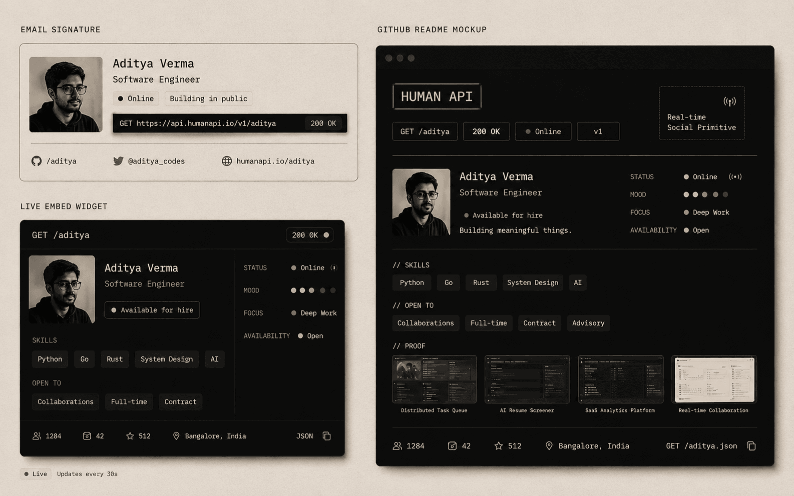 Live status as a social primitive